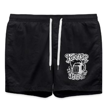 Kreisliga Bier Spruch - Badeshorts - Schwarz - Vorne - AI Model Male 185 light (185cm)