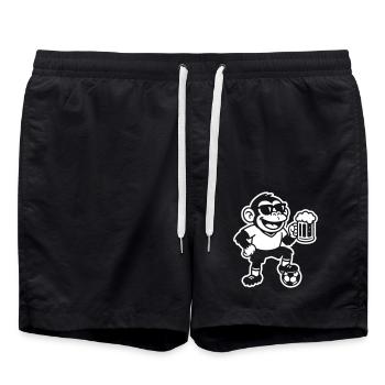 Affe Fussballer Bier - Badeshorts - Schwarz - Vorne - AI Model Male 185 light (185cm)
