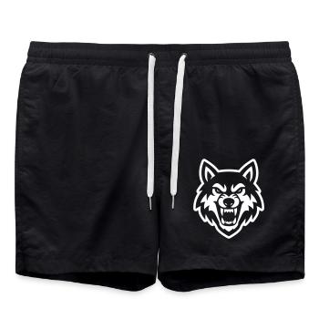 Wolf head logo icon - Swim Trunks - black - Front - AI Model Male 185 light (185cm)