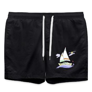 Sailboat - Swim Trunks - black - Front - AI Model Male 185 light (185cm)