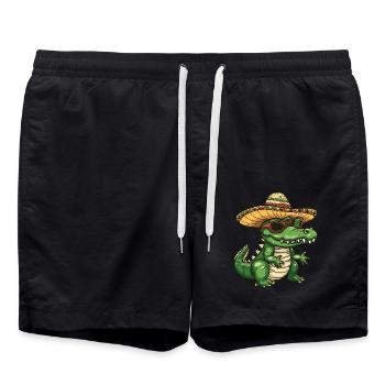 Alligator Funny Sombrero - Swim Trunks - black - Front - AI Model Male 185 light (185cm)