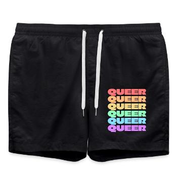 Queer gay pride 6 rainbow colors - Swim Trunks - black - Front - AI Model Male 185 light (185cm)