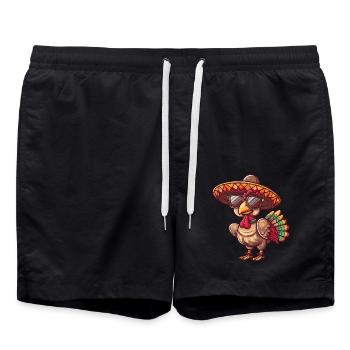 Truthahn Comic Lustig Sombrero - Badeshorts - Schwarz - Vorne - AI Model Male 185 light (185cm)