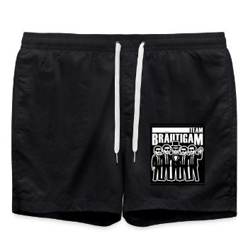 Groom Team Party Bachelor Party - Swim Trunks - black - Front - AI Model Male 185 light (185cm)