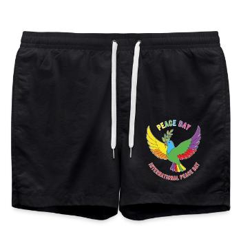 Peace Day Rainbow Dove - Badeshorts - Schwarz - Vorne - AI Model Male 185 light (185cm)