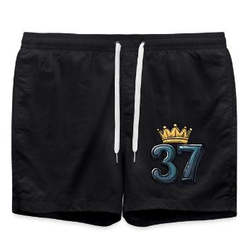 37 Number Krone - Swim Trunks - black - Front - AI Model Male 185 light (185cm)
