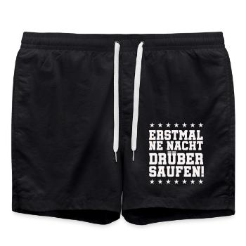 saufen eine nacht trinken - Badeshorts - Schwarz - Vorne - AI Model Male 185 light (185cm)