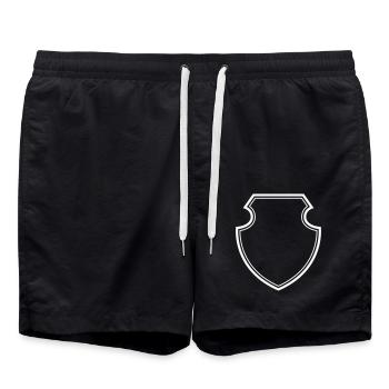 Coat of arms empty - Swim Trunks - black - Front - AI Model Male 185 light (185cm)