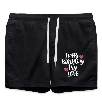 Bon anniversaire - Short de bain - noir - Devant - AI Model Male 185 light (185cm)