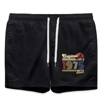 Vintage, 1975, Anniversaire, Vintage, Cadeau Rétro - Short de bain - noir - Devant - AI Model Male 185 light (185cm)