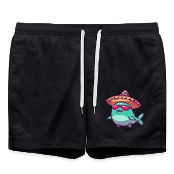 Whale Funny Sombrero - Swim Trunks - black - Front - AI Model Male 185 light (185cm)