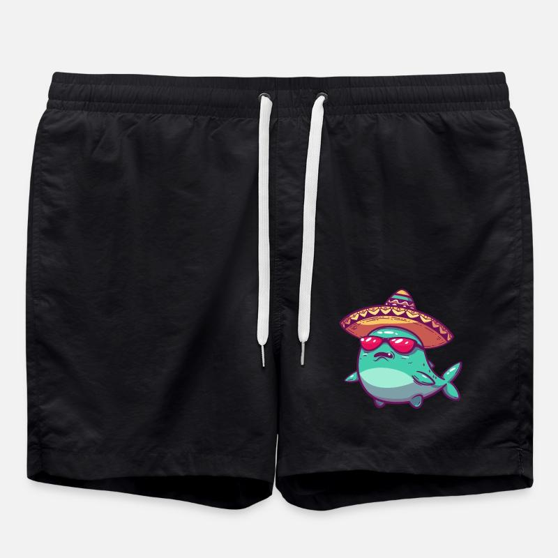 baleine drôle sombrero - Short de bain - noir
