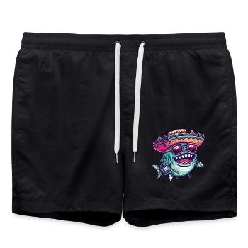 Piranha Fish Sombrero - Swim Trunks - black - Front - AI Model Male 185 light (185cm)
