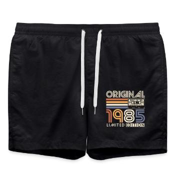 1985 Vintage Vintage Rétro Cadeau d’anniversaire - Short de bain - noir - Devant - AI Model Male 185 light (185cm)