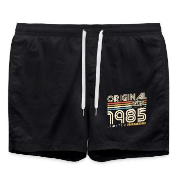 Original 1985 Vintage Born Cadeau d’anniversaire - Short de bain - noir - Devant - AI Model Male 185 light (185cm)