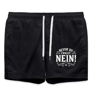 Dicton amusant - Avant de demander NON - Short de bain - noir - Devant - AI Model Male 185 light (185cm)