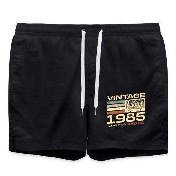 Original 1985 Vintage Rétro Cadeau d’anniversaire - Short de bain - noir - Devant - AI Model Male 185 light (185cm)