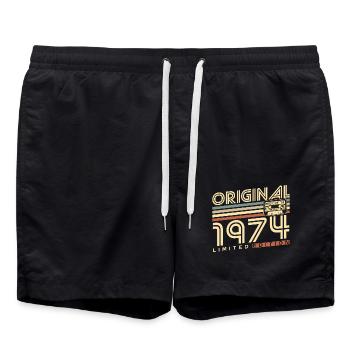 Original 1974 Vintage Rétro Cadeau d’anniversaire - Short de bain - noir - Devant - AI Model Male 185 light (185cm)