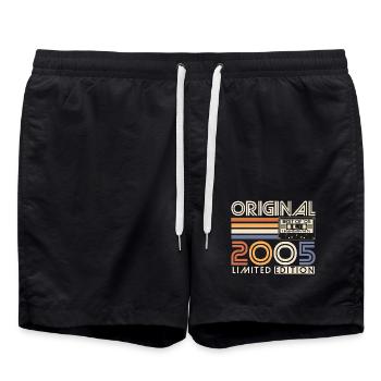 2005 Vintage Vintage Retro Birthday Gift - Swim Trunks - black - Front - AI Model Male 185 light (185cm)