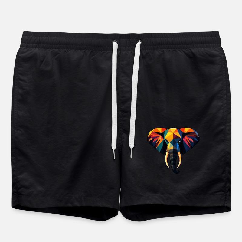 Elephant Low Poly Design - Swim Trunks - black