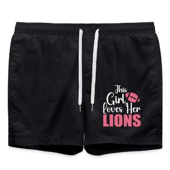 Dieses Mädchen liebt seine Löwen - Badeshorts - Schwarz - Vorne - AI Model Male 185 light (185cm)