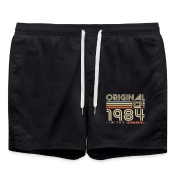 Original 1984 Vintage Rétro Cadeau d’anniversaire - Short de bain - noir - Devant - AI Model Male 185 light (185cm)