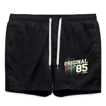 1985 Vintage Born Vintage Rétro Anniversaire - Short de bain - noir - Devant - AI Model Male 185 light (185cm)