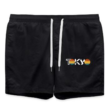 Rétro Tokyo Sunset - Short de bain - noir - Devant - AI Model Male 185 light (185cm)