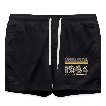 1964 Vintage Vintage Rétro Cadeau d’anniversaire - Short de bain - noir - Devant - AI Model Male 185 light (185cm)
