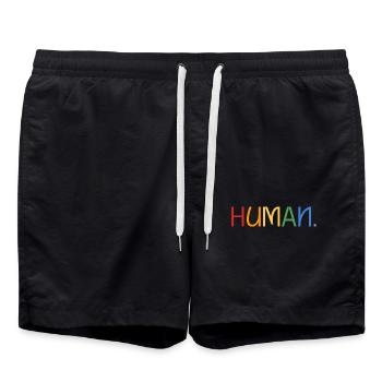 Human-Mensch-Pride - Badeshorts - Schwarz - Vorne - AI Model Male 185 light (185cm)