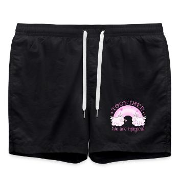 Licorne amour arc-en-ciel ensemble, nous sommes magiques - Short de bain - noir - Devant - AI Model Male 185 light (185cm)