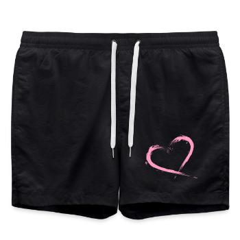Heart brush pink graphique vectoriel - Short de bain - noir - Devant - AI Model Male 185 light (185cm)