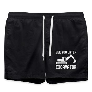See You Later Excavator Excavator Engins de chantier - Short de bain - noir - Devant - AI Model Male 185 light (185cm)