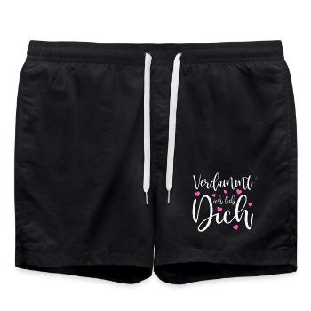 Verdammt ich lieb dich Liebe Schlager Sprüche - Badeshorts - Schwarz - Vorne - AI Model Male 185 light (185cm)
