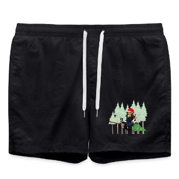 Modern Black Forest Witch Bollenhut Broom - Swim Trunks - black - Front - AI Model Male 185 light (185cm)