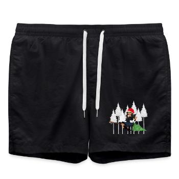 Modern Black Forest Witch Bollenhut Broom - Swim Trunks - black - Front - AI Model Male 185 light (185cm)