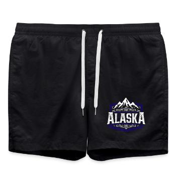 Alaska | Alaska typography - Swim Trunks - black - Front - AI Model Male 185 light (185cm)