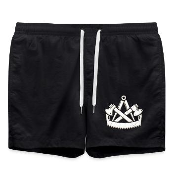 Cool charpentier guilde symbole 3D look grunge - Short de bain - noir - Devant - AI Model Male 185 light (185cm)
