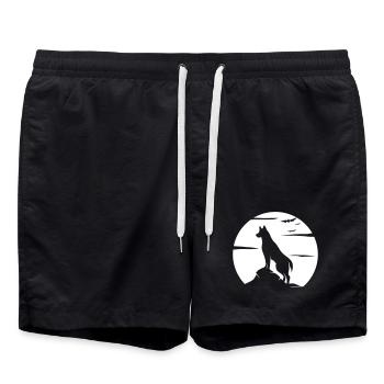 loup, pleine lune, halloween, loup-garou, nuit, hurler, chien - Short de bain - noir - Devant - AI Model Male 185 light (185cm)
