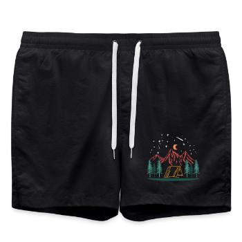 Camping Berge Nacht Zelt Natur Outdoor Abenteuer - Badeshorts - Schwarz - Vorne - AI Model Male 185 light (185cm)