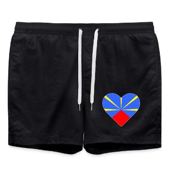 Herz Flagge die Insel des Treffens - Badeshorts - Schwarz - Vorne - AI Model Male 185 light (185cm)