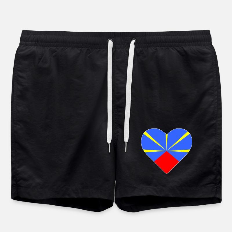 Coeur drapeau l’île de la réunion - Short de bain - noir