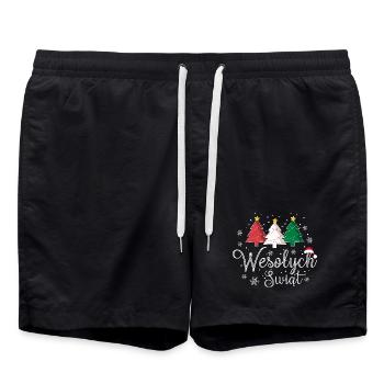 Weihnachtsbaum Trio Wesolych Swiat Polen Polnisch - Badeshorts - Schwarz - Vorne - AI Model Male 185 light (185cm)
