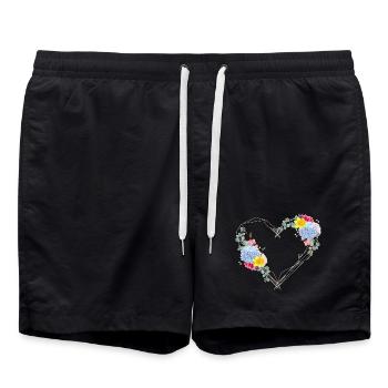 Un cœur au ressort fait de formes géométriques - Short de bain - noir - Devant - AI Model Male 185 light (185cm)