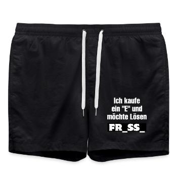 Ich kaufe ein E Großbuchstaben-Design - Badeshorts - Schwarz - Vorne - AI Model Male 185 light (185cm)