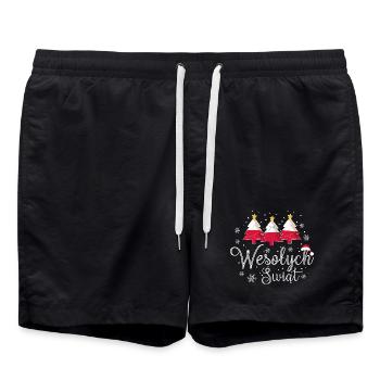 Wesolych Swiat Weihnachtsbäume Polnische Flagge - Badeshorts - Schwarz - Vorne - AI Model Male 185 light (185cm)