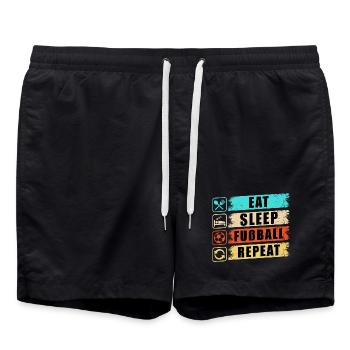 Eat Sleep Fußball Repeat - Badeshorts - Schwarz - Vorne - AI Model Male 185 light (185cm)