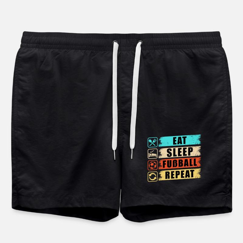 Eat Sleep Fußball Repeat - Badeshorts - Schwarz