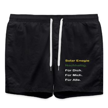 Solar Enegie für alle. Autarker Solarstrom Speiche - Badeshorts - Schwarz - Vorne - AI Model Male 185 light (185cm)