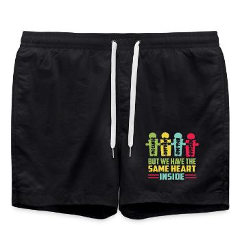 Everyone has the same heart - Swim Trunks - black - Front - AI Model Male 185 light (185cm)